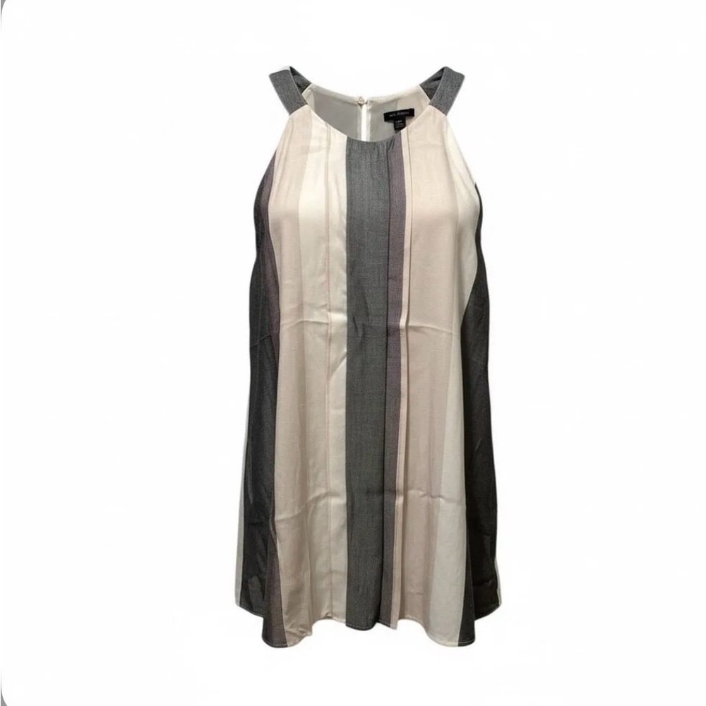 Ann Taylor Cream and Gray Sleeveless Blouse